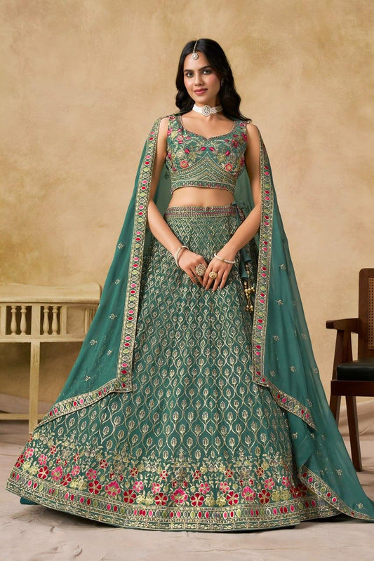 Sehen Sie umwerfend aus in diesem wunderschönen cremefarbenen Lehenga-Set