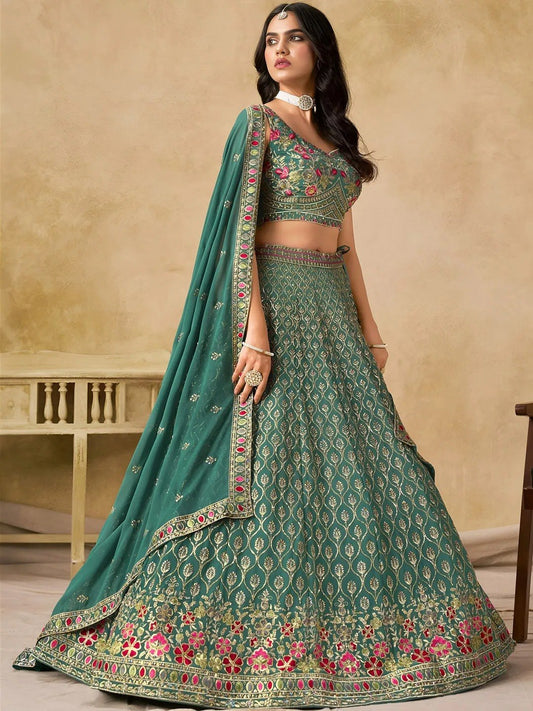 Sehen Sie umwerfend aus in diesem wunderschönen cremefarbenen Lehenga-Set