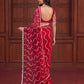 Net Bidds sequence pearls Embroidery Work Saree