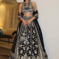 Chinon silk lehenga with zari sequins & dori work choli