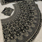 Chinon silk lehenga with zari sequins & dori work choli