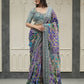 Soft Chinnon with beautiful print saree