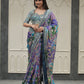 Soft Chinnon with beautiful print saree
