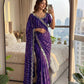 Fandy Satin Bidds And Sequins Embroidery Design Work Saree