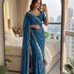 Fandy Satin Bidds And Sequins Embroidery Design Work Saree