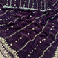 Fandy Satin Bidds And Sequins Embroidery Design Work Saree