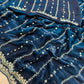 Fandy Satin Bidds And Sequins Embroidery Design Work Saree