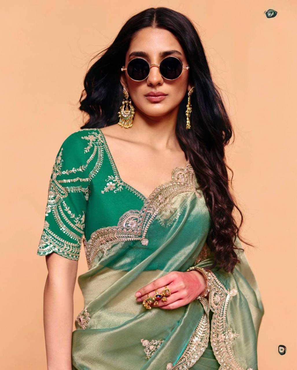 Premium moss chiffon Saree