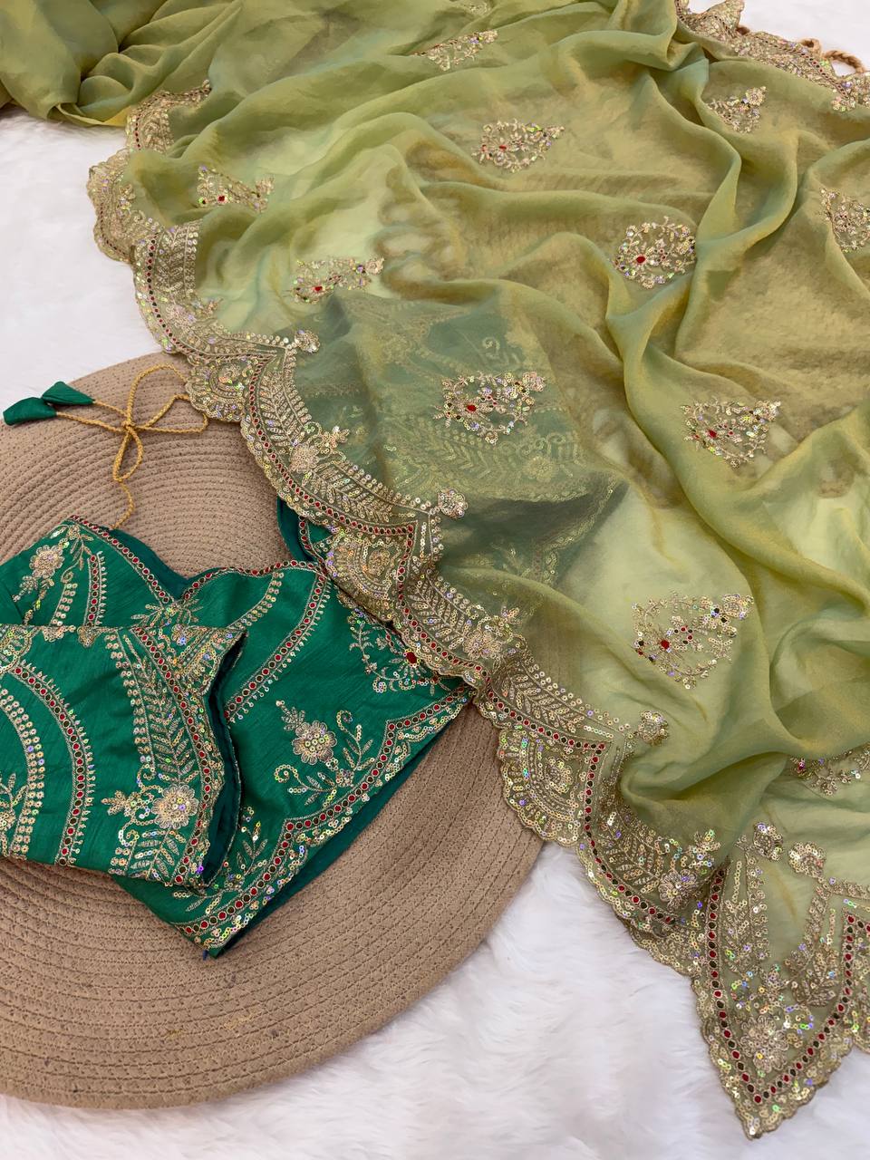 Premium moss chiffon Saree