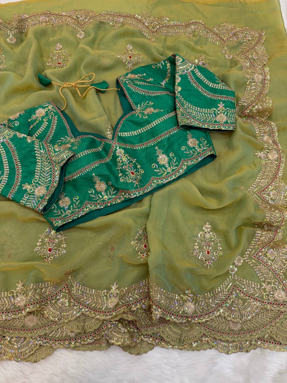 Premium moss chiffon Saree