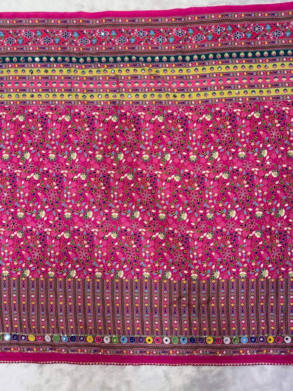 Soft Chinnon Sulk Fabric with beautiful Butterfly Saree
