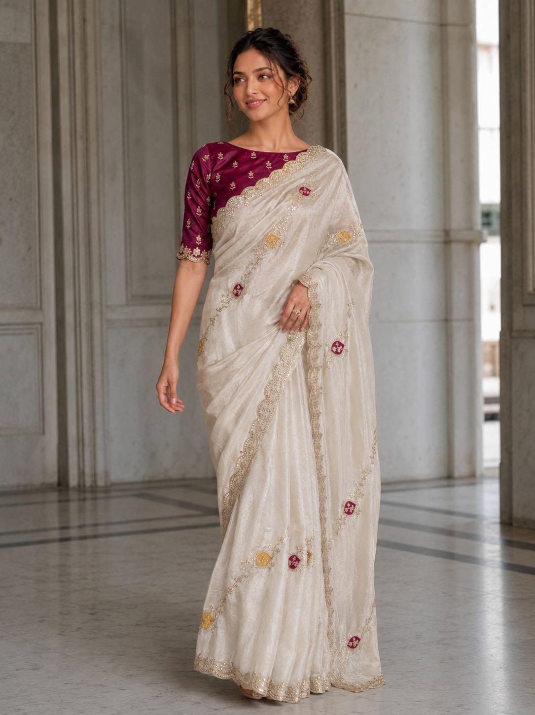 Designer Wedding & Party Wear Soft Fendy Satin silk Saree