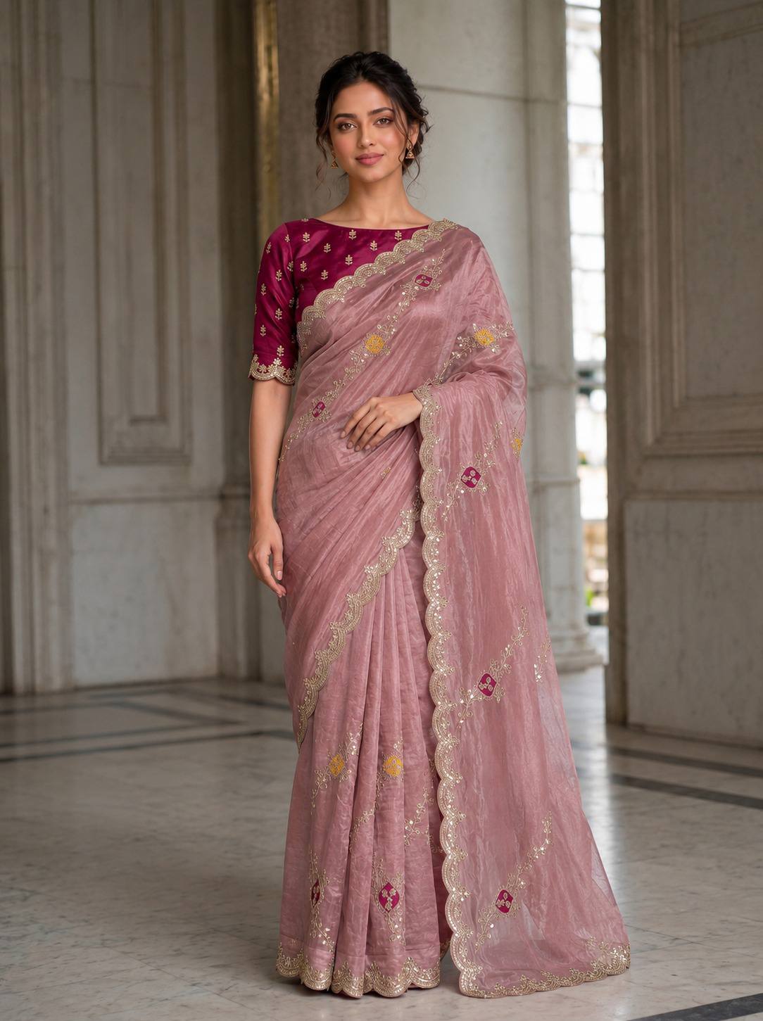 Designer Wedding & Party Wear Soft Fendy Satin silk Saree