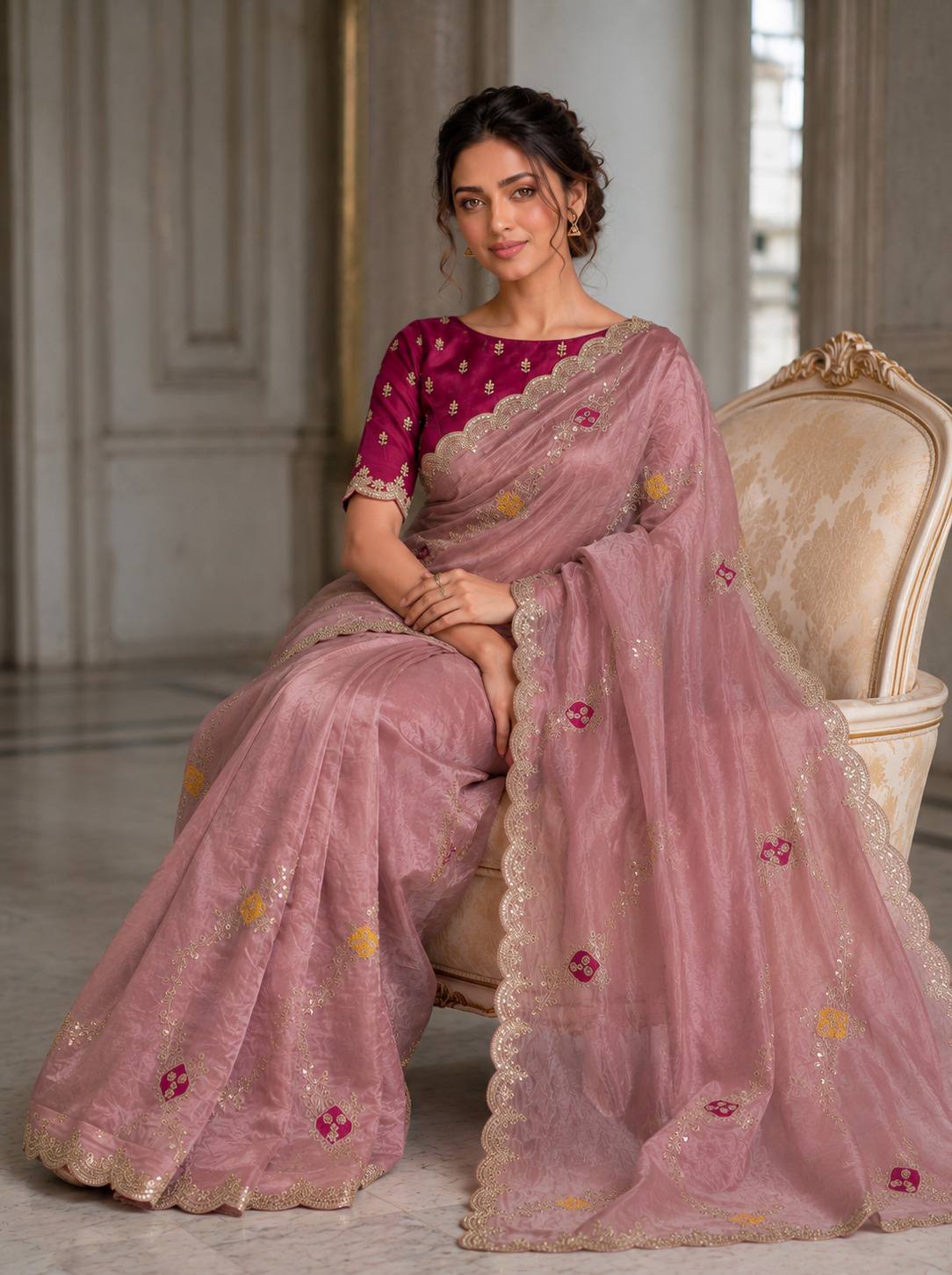 Designer Wedding & Party Wear Soft Fendy Satin silk Saree