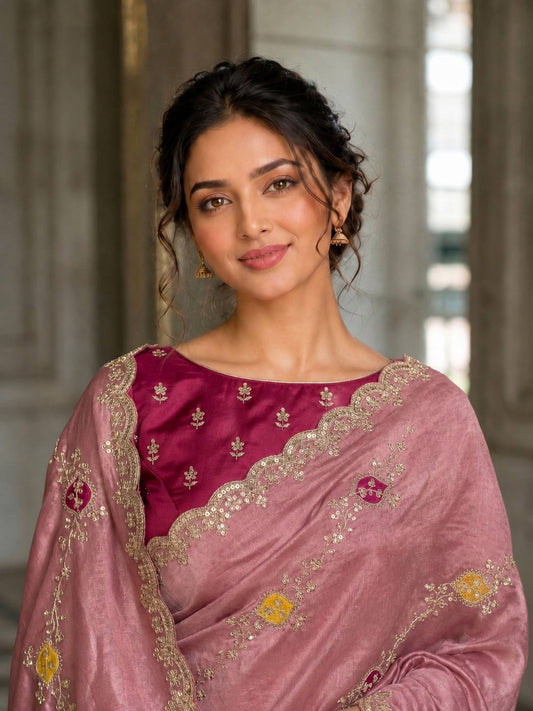 Designer Wedding & Party Wear Soft Fendy Satin silk Saree