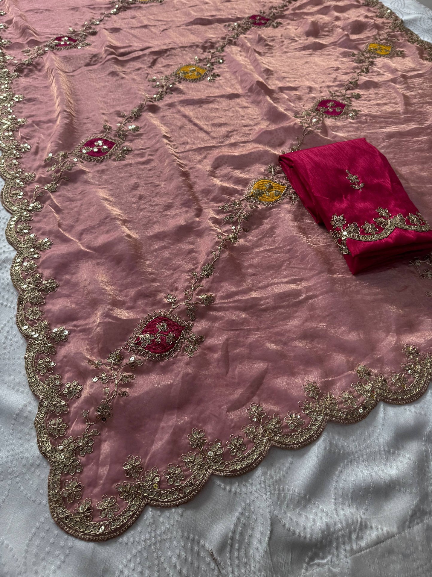 Designer Wedding & Party Wear Soft Fendy Satin silk Saree