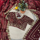 Fandy Satin Silk Designer Embroidery work of 3mm Sequins Saree