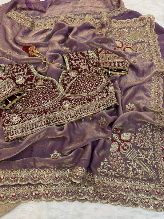Presenting our stunning Space Satin Saree