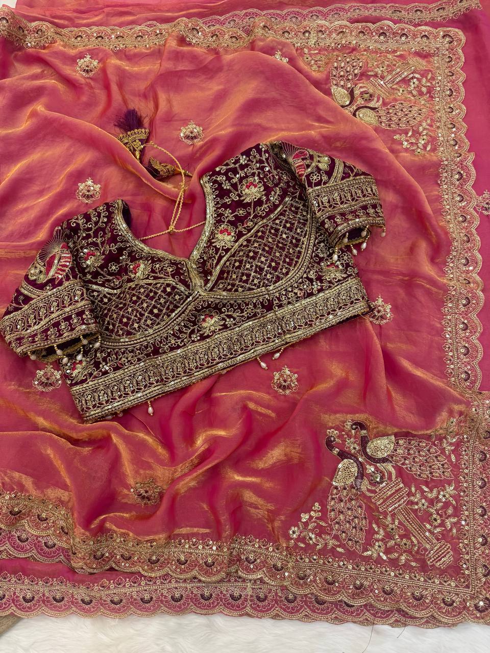 Presenting our stunning Space Satin Saree