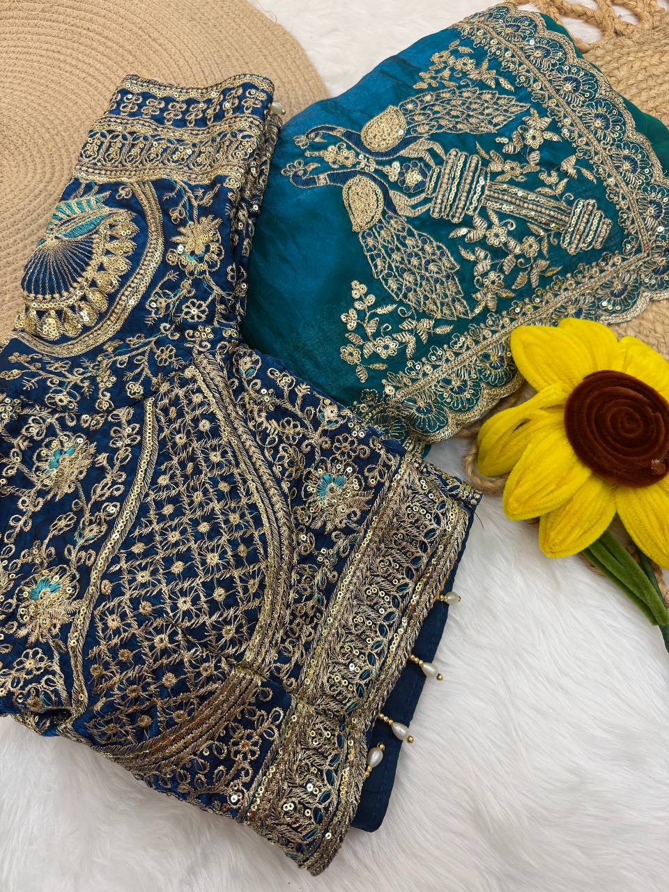 Presenting our stunning Space Satin Saree