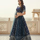 Georgette Thread Zari Sequence Embroidery Lehenga