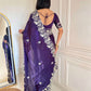 Fandy Satin Silk Solid Plain Saree with 5mm Sequins Embroidery Saree