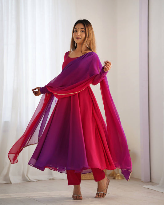 HEAVY PURE SOFT FOX GEORGETTE COLOURFULL PADDING GOWN