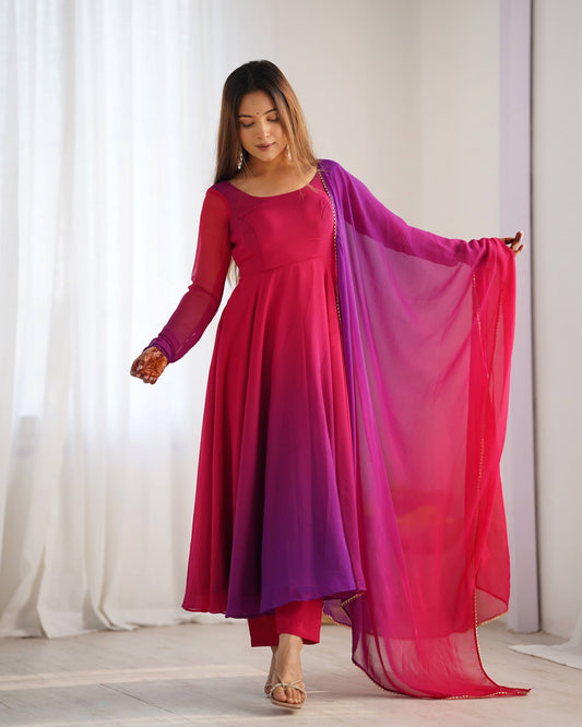 HEAVY PURE SOFT FOX GEORGETTE COLOURFULL PADDING GOWN