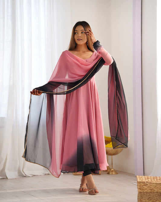 HEAVY PURE SOFT FOX GEORGETTE COLOURFULL PADDING GOWN