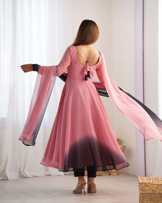 HEAVY PURE SOFT FOX GEORGETTE COLOURFULL PADDING GOWN