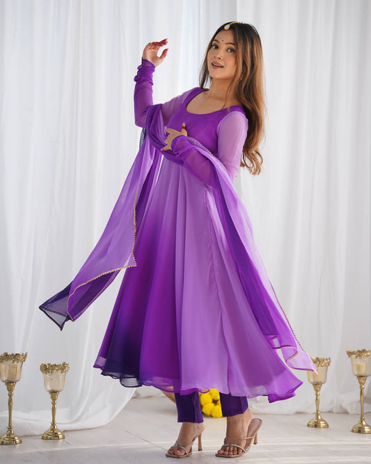 HEAVY PURE SOFT FOX GEORGETTE COLOURFULL PADDING GOWN