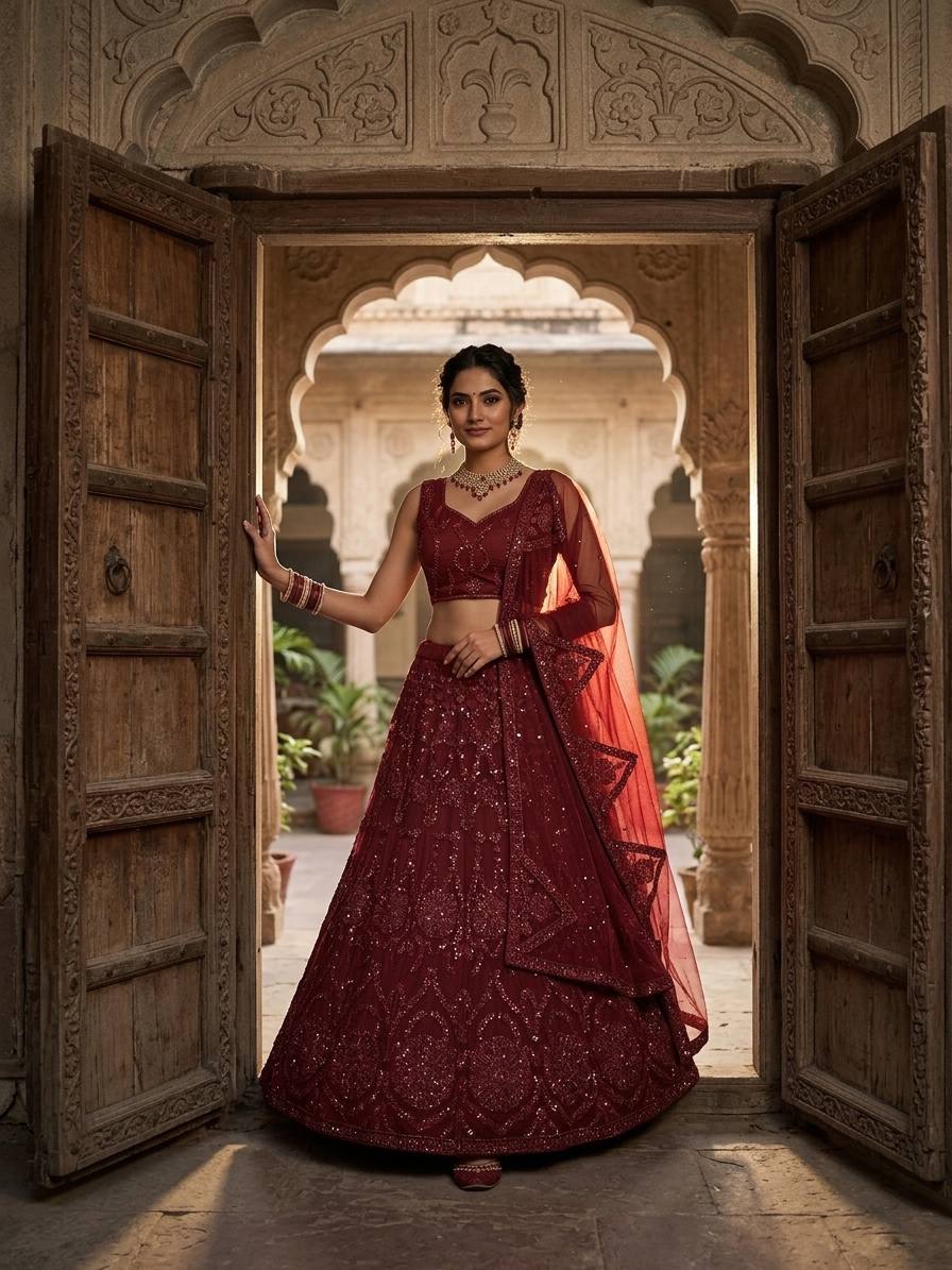 Premium Quality Butterfly Net Coding Sequence Work Lehenga