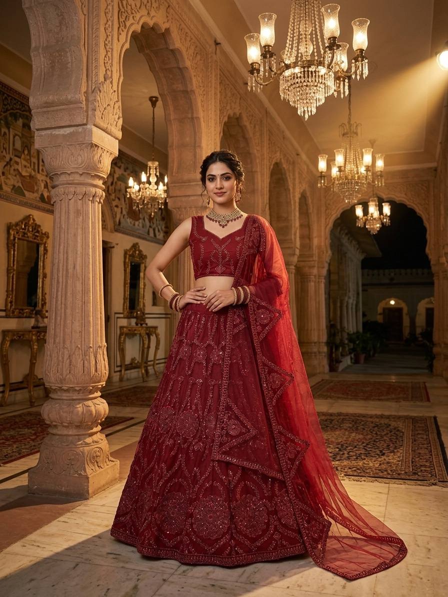 Premium Quality Butterfly Net Coding Sequence Work Lehenga