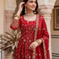 Fandy Silk Crap Embroidery Sequence Zari Work Gown