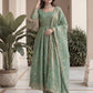 Fandy Silk Crap Embroidery Sequence Zari Work Gown