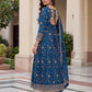 Fandy Silk Crap Embroidery Sequence Zari Work Gown