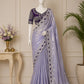 Pure Fandy satin material with c pallu embroidery work saree