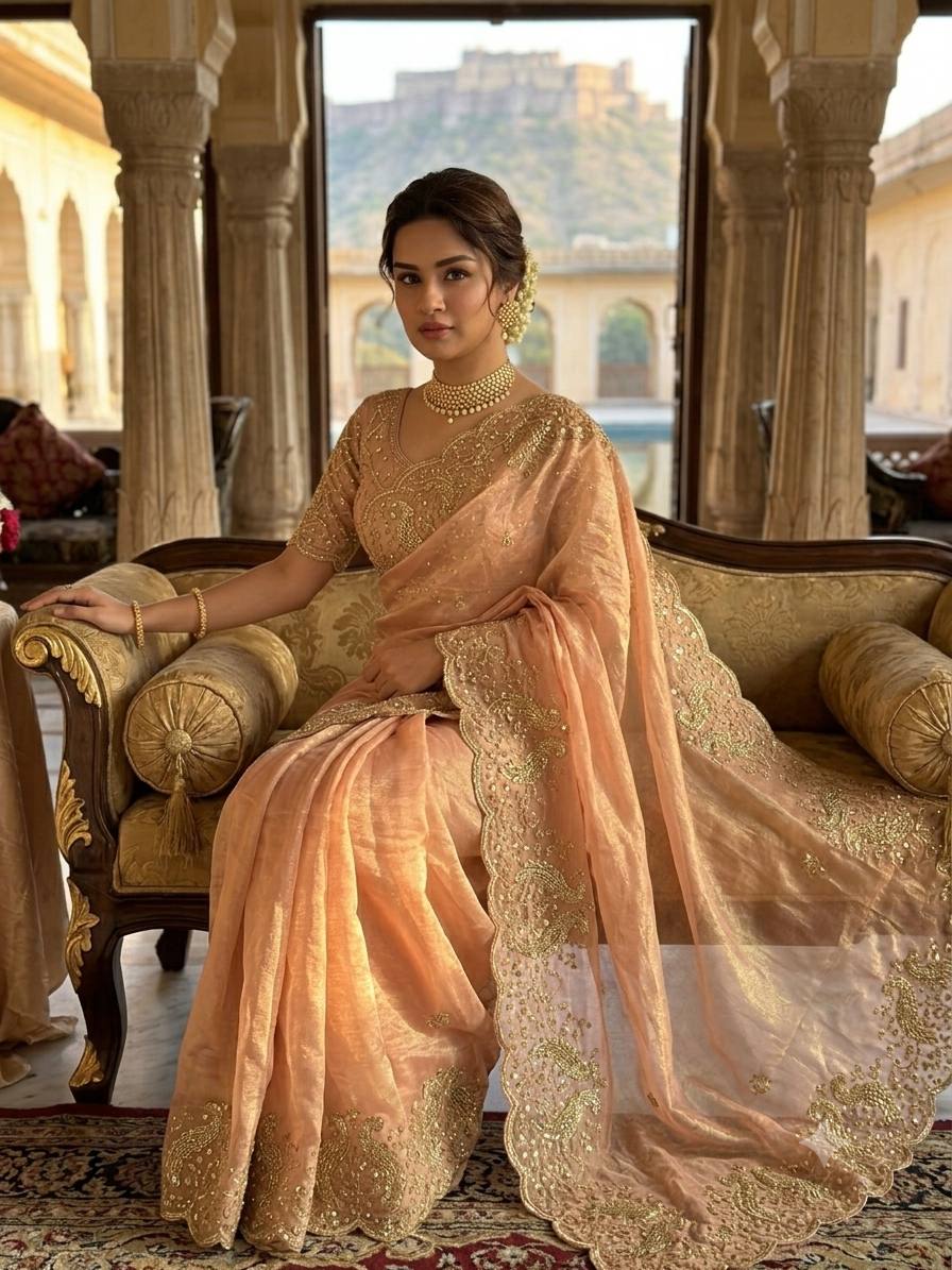 Presenting our stunning Space Satin Saree