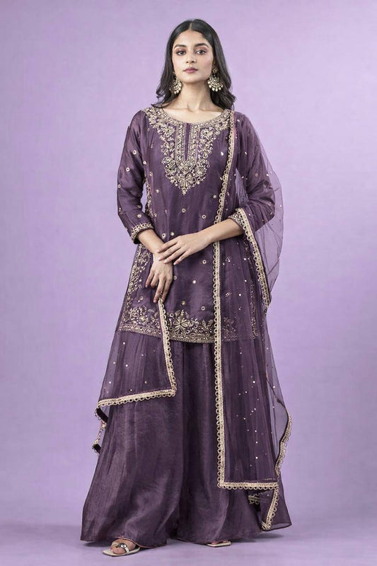 New Designer Party Top Pallazo & Dupatta Set