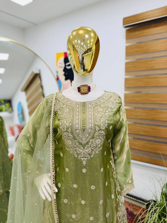 New Designer Party Top Pallazo & Dupatta Set