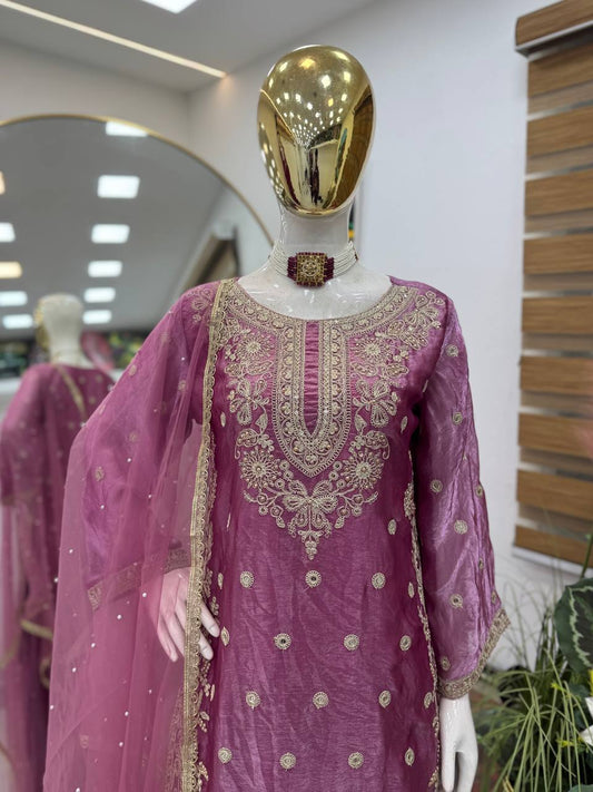 New Designer Party Top Pallazo & Dupatta Set
