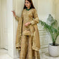 Launching New Đěsigner Party Wear Look Pur Nc Moss Silk Top & Palazzo With Dupatta