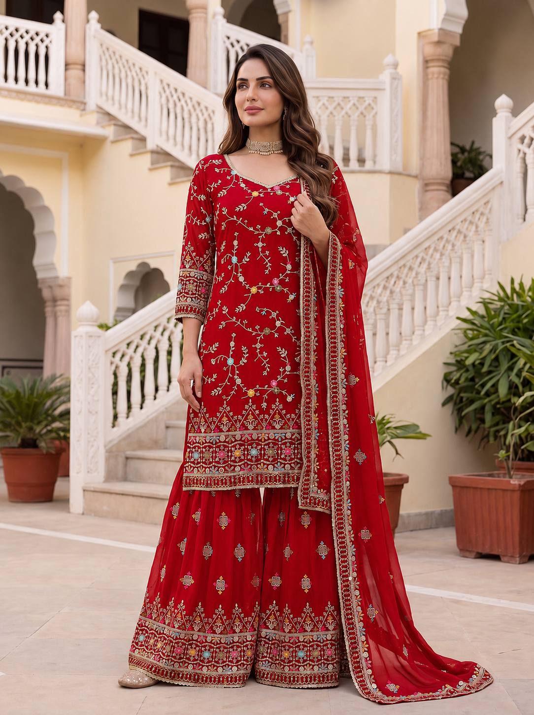 Faux Georgeet Embroidery Thread Sequence Zari