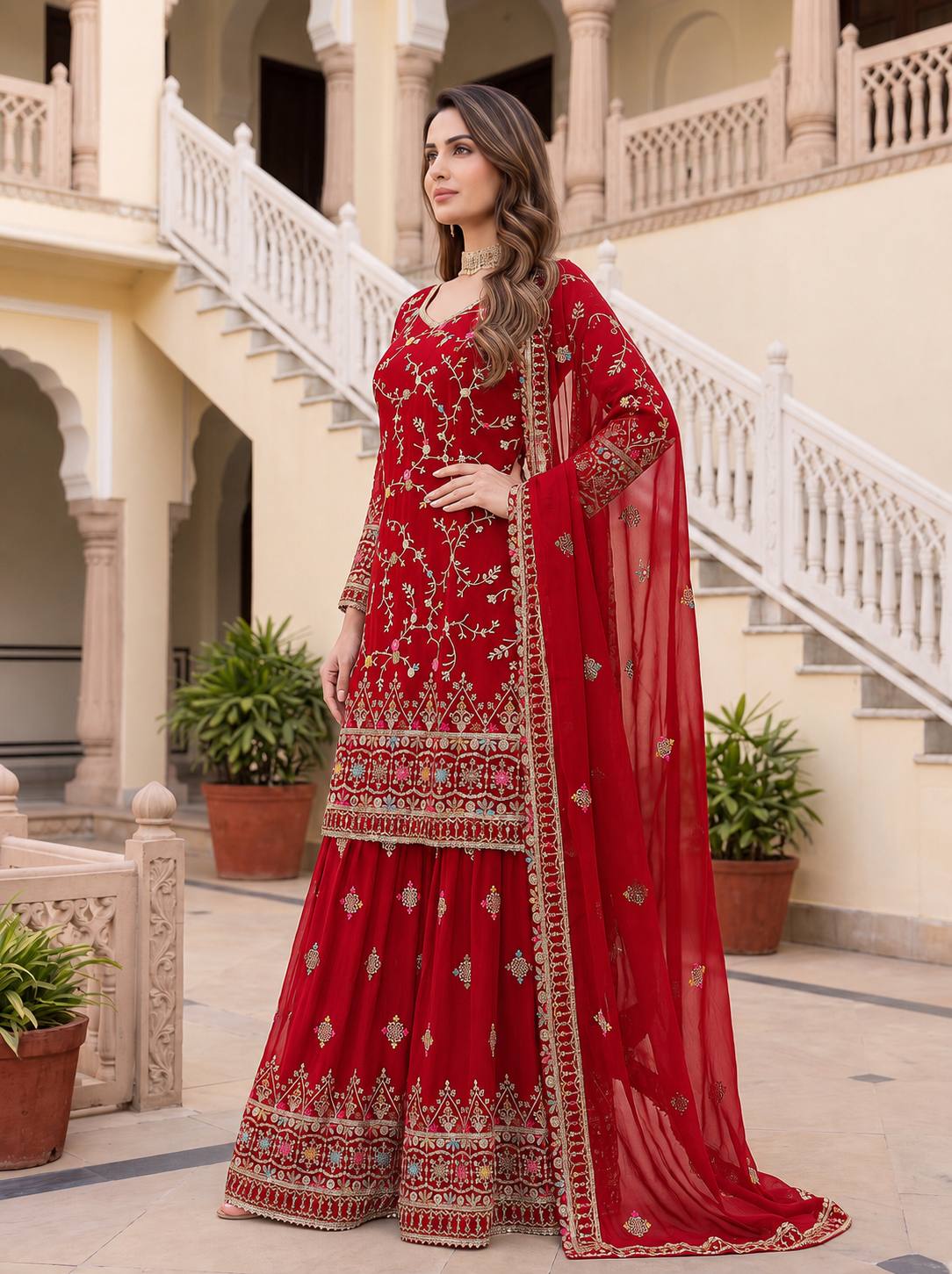 Faux Georgeet Embroidery Thread Sequence Zari