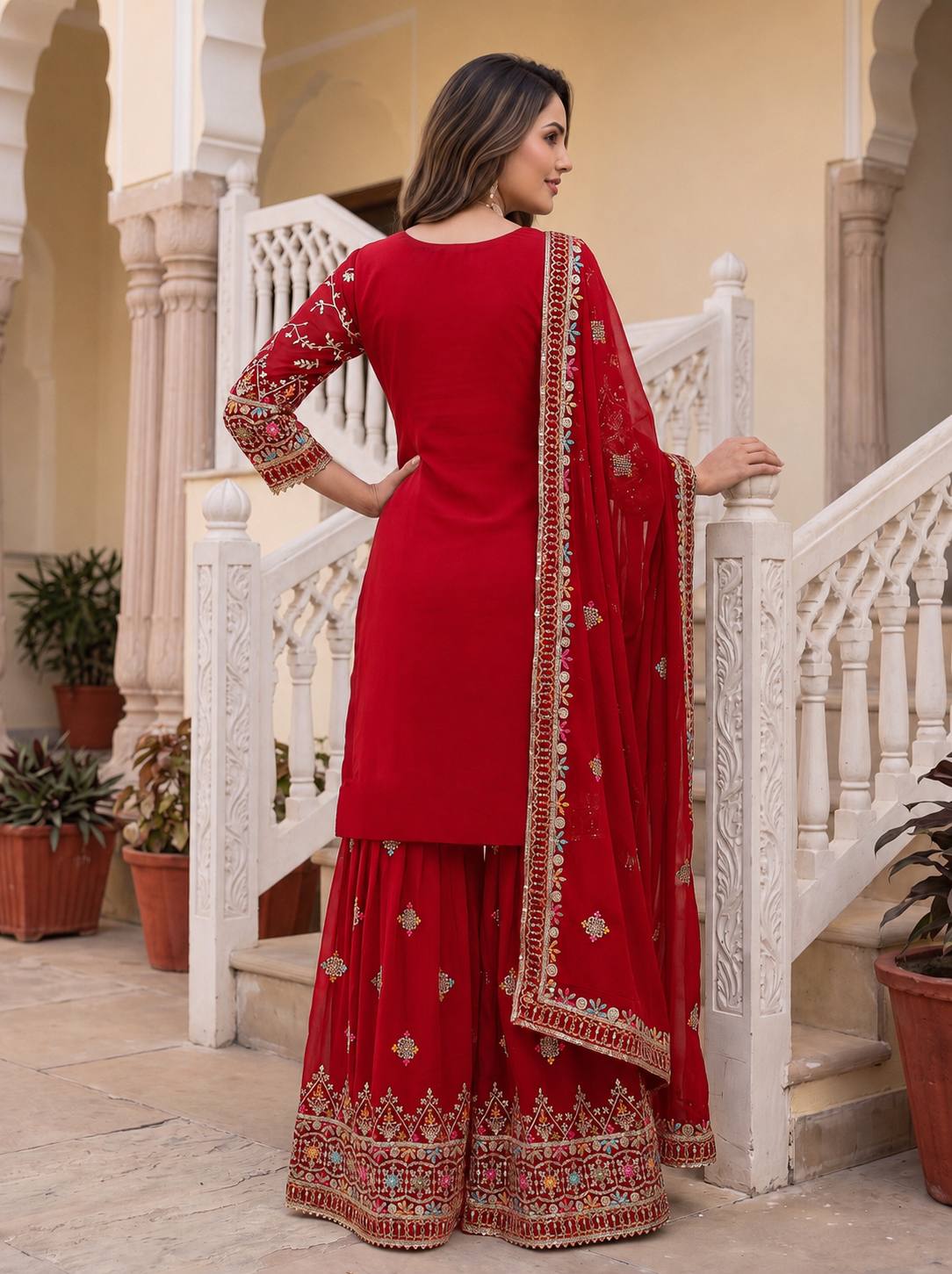 Faux Georgeet Embroidery Thread Sequence Zari