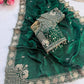 Pure Fandy satin material with c pallu embroidery work saree