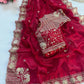 Pure Fandy satin material with c pallu embroidery work saree