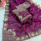 Pure Fandy satin material with c pallu embroidery work saree