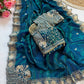 Pure Fandy satin material with c pallu embroidery work saree