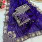 Pure Fandy satin material with c pallu embroidery work saree